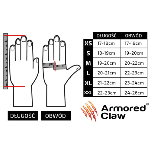 Rękawice Accuracy oliwkowe - Tabela