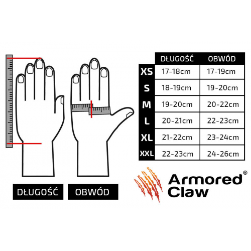 Rękawice Accuracy oliwkowe - Tabela