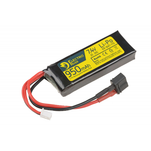 Lipo 950mAh 7.4v 2S 25-50C Deans - Electro River