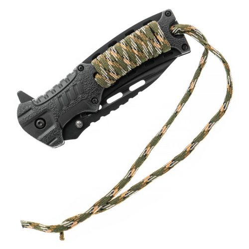 Nóż składany Bushcraft z krzesiwem i linką - Dominator