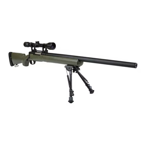 Replika sprężynowa SW-04 z lunetą i dwójnogiem oliwkowa - Snow Wolf