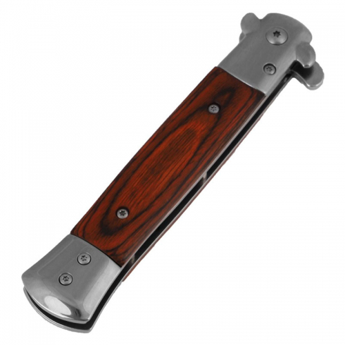 Nóż składany sprężynowy Sycilijka drewno - Dominator