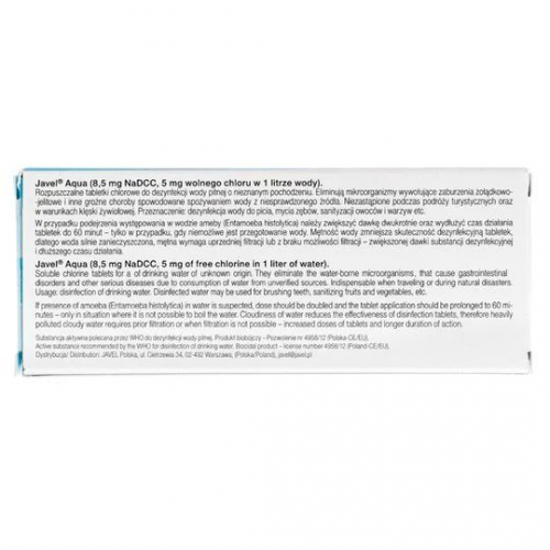Tabletki Aqua do uzdatniania wody 20szt. - Javel